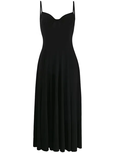 Norma Kamali Maxi Dress With Spaghetti Straps And V-neck In Black