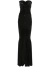 Norma Kamali Strapless Shirred Front Fishtail Gown In Black