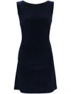 Norma Kamali Bodycon Sleeveless Mini Dress With Ruched Detailing In Blue