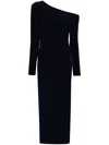 Norma Kamali One-shoulder Side-slit Maxi Dress In Blue