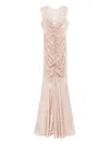 Norma Kamali Fishtail Shirred Long Dress