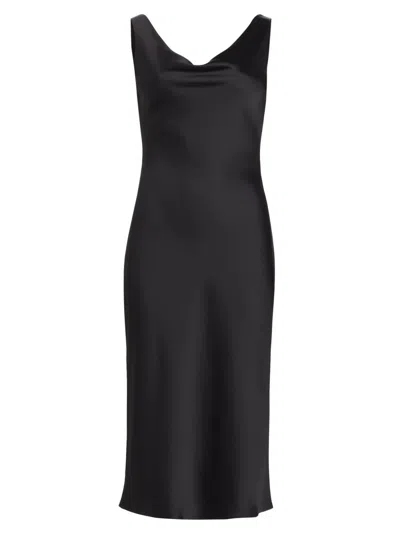 Norma Kamali Women's Maria Cowl-neck Satin Midi-dress In Black