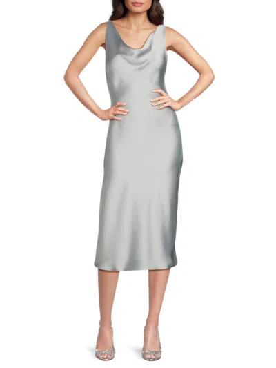 Norma Kamali Women's Maria Metallic Satin Midi Dress In Silver
