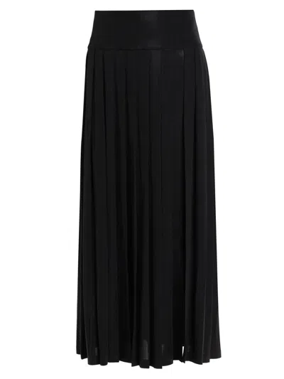 Norma Kamali Women's Pleated Slit Maxi Skirt In Black