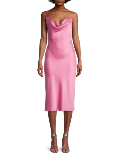 Norma Kamali Women's Cowlneck Satin Midi Dress In Candy Pink
