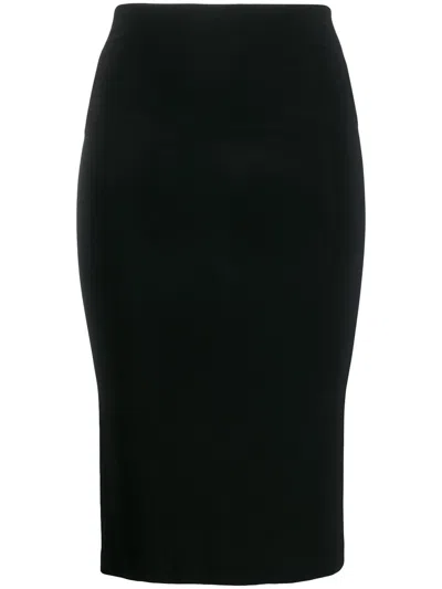 Norma Kamali Fitted High-waisted Knee-length Tube Skirt In Black