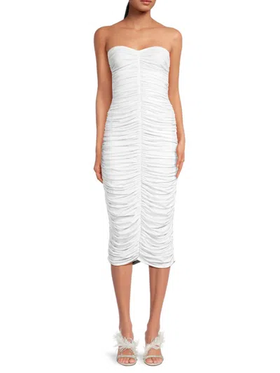 Norma Kamali Women's Slinky Ruched Midi Dress In White