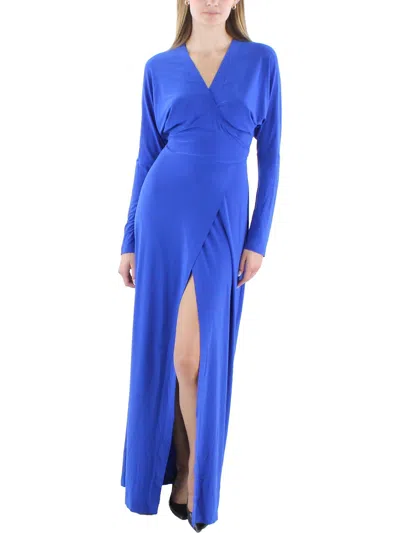 Norma Kamali Womens Wrap Polyester Wrap Dress In Blue
