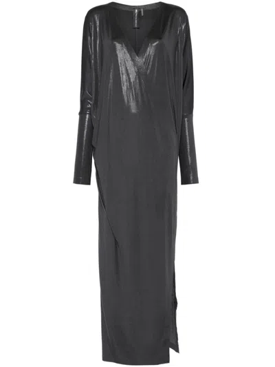 Norma Kamali Wrap Dolman-sleeve Gown In Grey