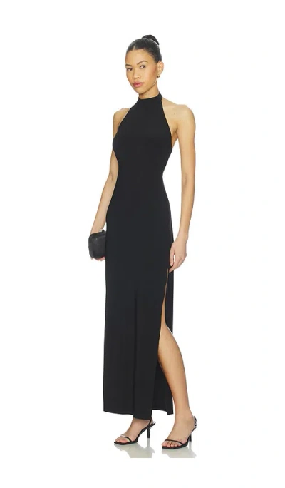 Norma Kamali X Lifestyle Halter Long Dress With Side Slit In Black