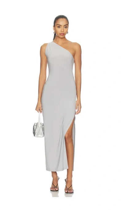 Norma Kamali X Lifestyle One Shoulder Long Dress In Gray