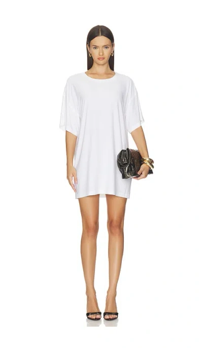 Norma Kamali X Lifestyle Short Sleeve Boxy Mini Dress In White