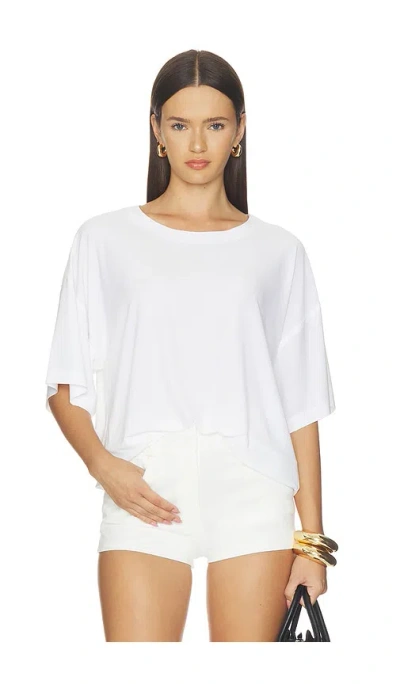 Norma Kamali X Lifestyle Short Sleeve Boxy Top In White