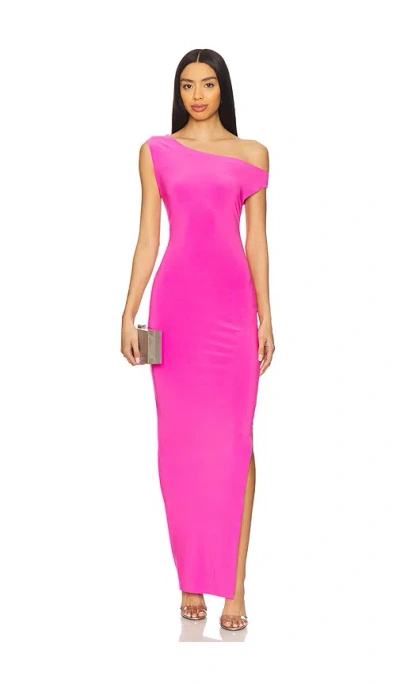 Norma Kamali X Revolve Drop Shoulder Fitted Gown In 淡紫粉色