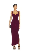 Norma Kamali X Revolve Halter Sweetheart Side Drape Gown In Purple