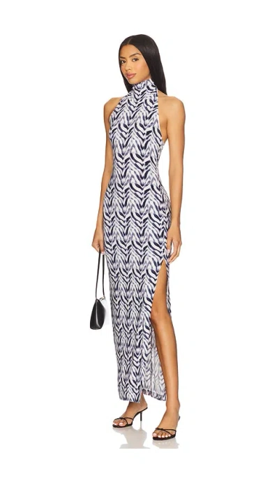 Norma Kamali X Revolve Halter Turtle Side Slit Gown In Multi