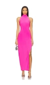 Norma Kamali X Revolve Halter Turtleneck Side Slit Gown In 淡紫粉色