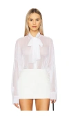 Norma Kamali X Revolve Oversized Boyfriend Neck Shirt Bodysuit