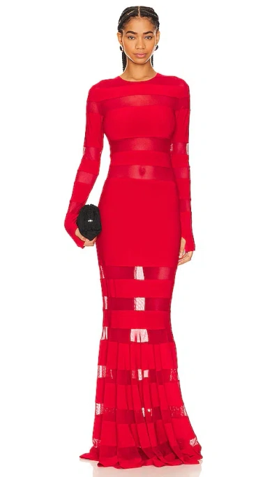 Norma Kamali Spliced Dress Fishtail Gown In Tiger Red