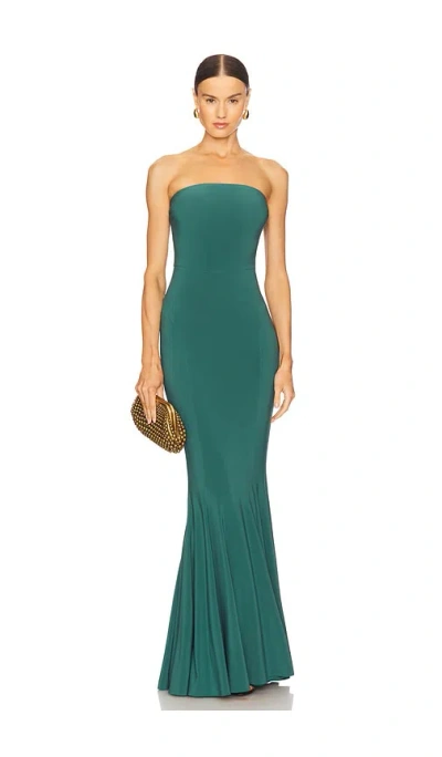 Norma Kamali X Revolve Strapless Fishtail Gown In Green