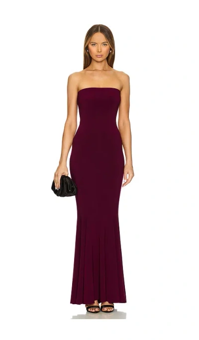 Norma Kamali X Revolve Strapless Fishtail Gown In Plum