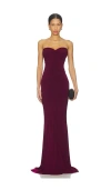 Norma Kamali X Revolve Strapless Shirred Front Fishtail Gown In Purple