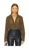 Norma Kamali X Revolve Super Oversized Boyfriend Shirt Bodysuit In Multi