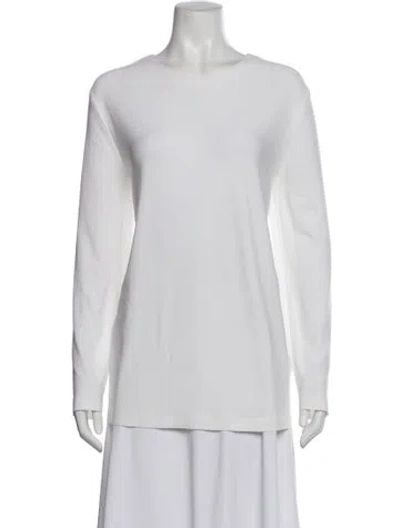 Pre-owned Norma Walters Crew Neck Long Sleeve Tunic In White