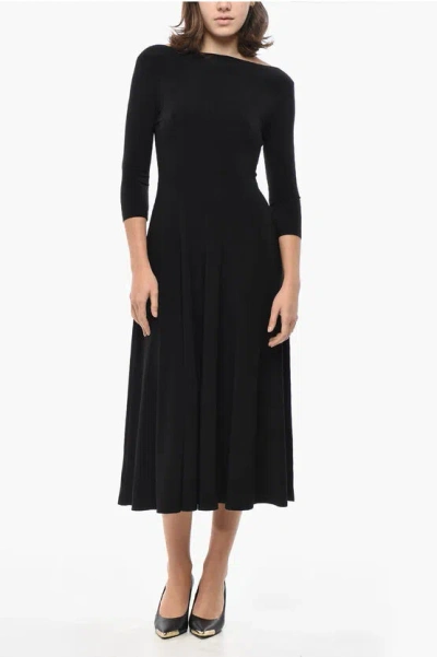 Normakamali Jersey Flared Dress With Reversible Design In Black