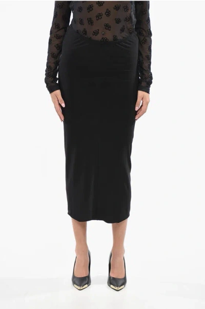 Normakamali Solid Color Shirred Skirt In Black