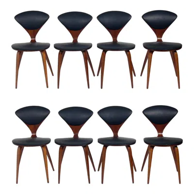 Pre-owned Norman Cherner Dining Chairs, Set Of Eight In Brown