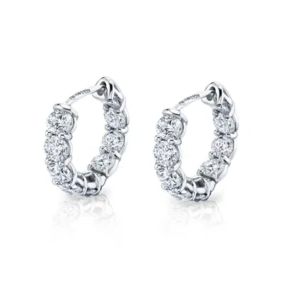 Pre-owned Norman Silverman Round Brilliant Diamond Huggie Hoops In Multi