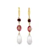 Normani Women's Gemstone Drop Earrings In Pink In Gold