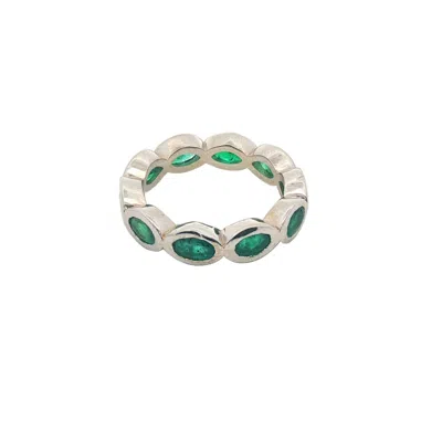 Normani Women's Genuine Oval Emerald Bezel Fashion Ring In Green