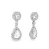 Normani Women's Pave Diamond Rose Cut Pear Drop Earrings In White Gold In Silver
