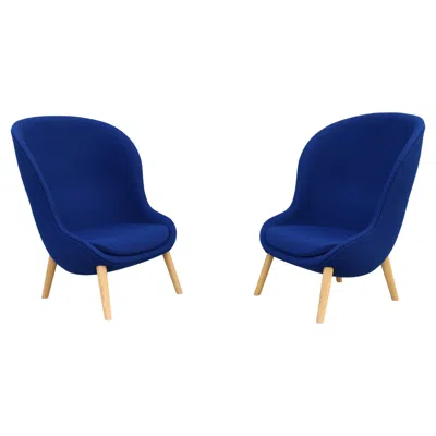 Pre-owned Normann Copenhagen Danish Modern Simon Legald For  Blue Hyg Lounge Chairs, A Pair