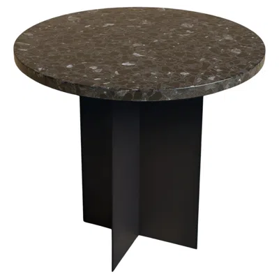 Pre-owned Normann Copenhagen Dark Grey Terrazzo And Metal Side Table, Made In Italy In Gray