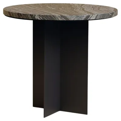 Pre-owned Normann Copenhagen Kenya Black Silver Marble And Metal Side Table, Made In Italy