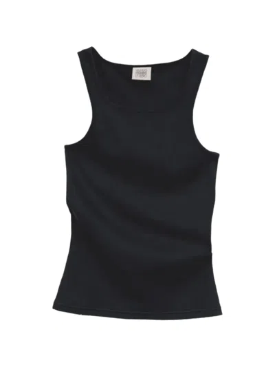 Normform Distressed Square-neck Tank Top In Black