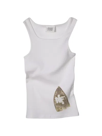 Normform Iron-burn Distressed Tank Top In White
