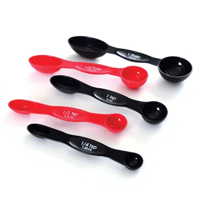 Norpro 5 Piece Nesting Magnetic Measuring Spoon Set 1/4 Tsp To 1 Tbsp, Red/black In Multi