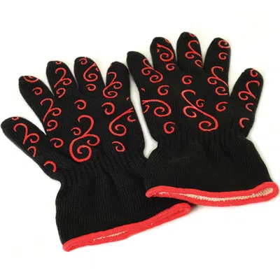 Norpro Oven Gloves Set, Black/red