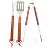 Norpro Stainless Steel And Wood 3 Piece Bbq Set With Spatula, Tongs, And Fork