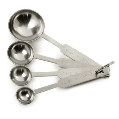 Norpro Stainless Steel Measuring Spoons, 4-piece Set With Metric Equivalents In Silver