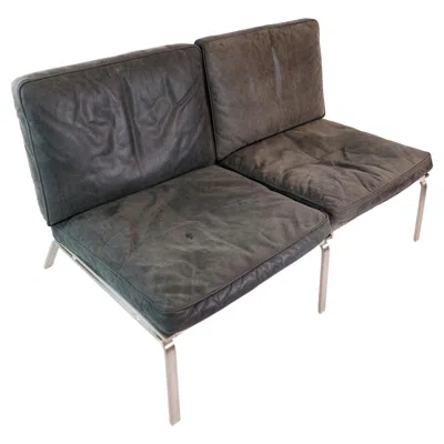 Pre-owned Norr11 2-person Sofa From  Made With Black Leather Cushions From 2000s
