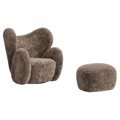 Pre-owned Norr11 Big Big Swivel Sheepskin Chair By Kristian Sofus Hansen &tommy Hyldahl In Gray