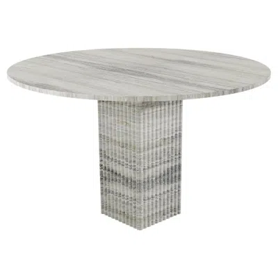 Pre-owned Norr11 Contemporary Dining Table 'soho' 120 By , Grey Travertine In Gray
