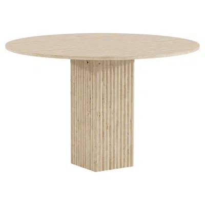 Pre-owned Norr11 Contemporary Dining Table 'soho' 120 By , Travertine In Sand