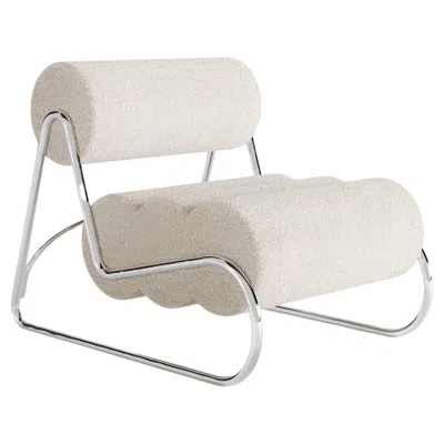 Pre-owned Norr11 Contemporary Fave Chair By , Chrome Frame, Barnum Bouclé In Gray