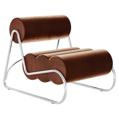 Pre-owned Norr11 Contemporary Fave Chair By , Chrome Frame, Brown Velvet